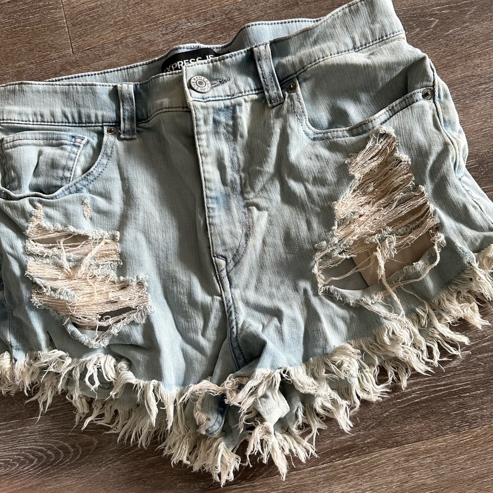 Pre owned Express size 12 denim distressed short shorts!!!!!!